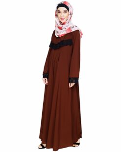 Alternative view of Flouncy Laced Brown Abaya
