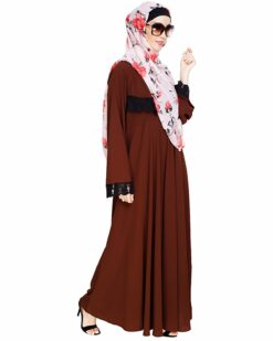 Flouncy Laced Brown Abaya - Image 3