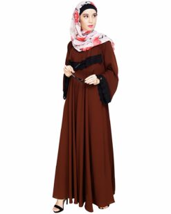 Flouncy Laced Brown Abaya - Image 4