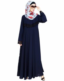 Flouncy Laced Blue Abaya - Image 3