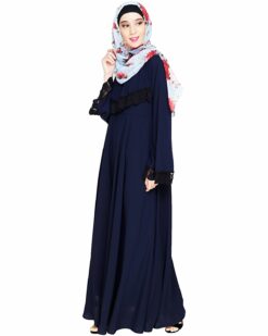 Flouncy Laced Blue Abaya - Image 5