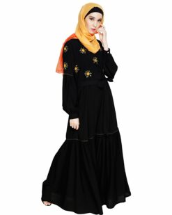 Alternative view of Dreamy Floral Embroiderd Black Abaya