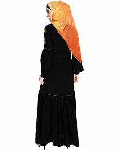 Dreamy Floral Embroiderd Black Abaya - Image 5