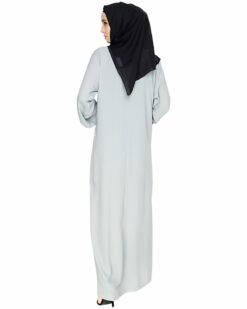 Contrast Embroidered Sage Green Dubai Style Abaya - Image 6
