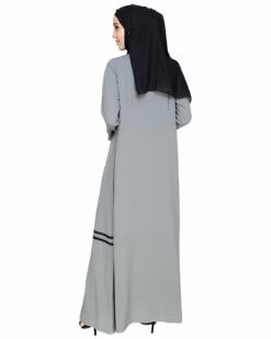 Graceful Lacy Grey Abaya - Image 6
