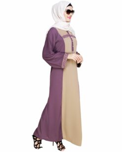 Panelled Dubai Style Purple Abaya - Image 4