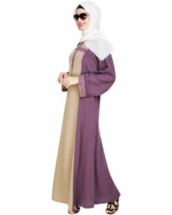 Panelled Dubai Style Purple Abaya - Image 5