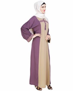 Panelled Dubai Style Purple Abaya - Image 6