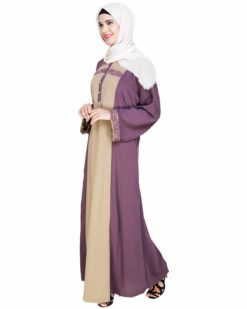 Panelled Dubai Style Purple Abaya - Image 7