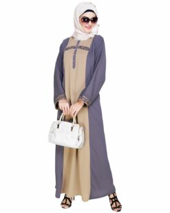 Alternative view of Panelled Dubai Style Grey Abaya