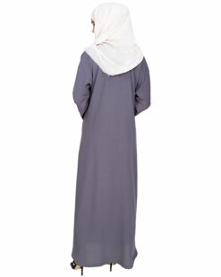 Panelled Dubai Style Grey Abaya - Image 6