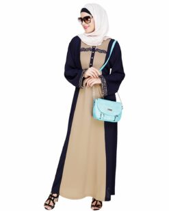 Panelled Dubai Style Dark Blue Abaya - Image 4