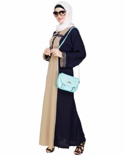 Panelled Dubai Style Dark Blue Abaya - Image 5