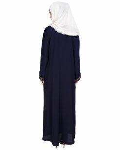 Panelled Dubai Style Dark Blue Abaya - Image 6