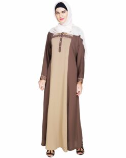 Alternative view of Panelled Dubai Style Mud Brown Abaya