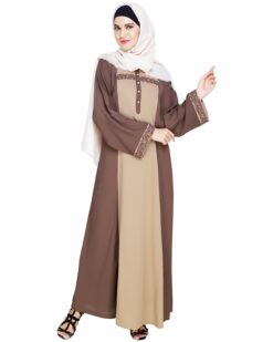 Panelled Dubai Style Mud Brown Abaya - Image 5