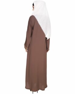 Panelled Dubai Style Mud Brown Abaya - Image 6