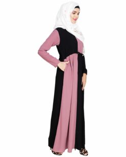 Colour Blocked Onion Pink Abaya - Image 3