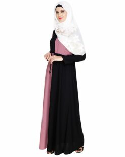 Colour Blocked Onion Pink Abaya - Image 4