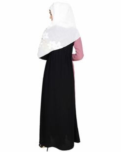 Colour Blocked Onion Pink Abaya - Image 6