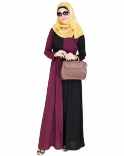 Alternative view of Colour Blocked Purple Abaya