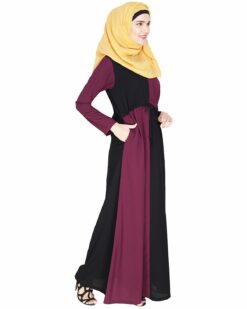 Colour Blocked Purple Abaya - Image 3