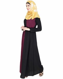 Colour Blocked Purple Abaya - Image 4