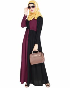 Colour Blocked Purple Abaya - Image 5