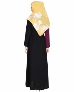 Colour Blocked Purple Abaya - Image 6