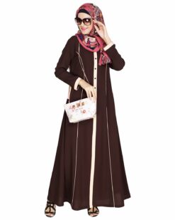 Brown Panelled Abaya - Image 3