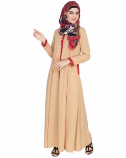 Beige Panelled Abaya - Image 4