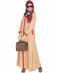 Beige Panelled Abaya - Image 5
