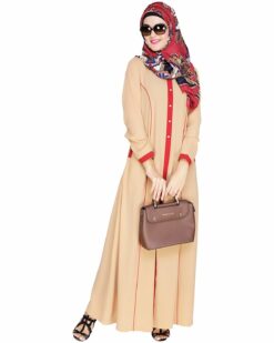 Beige Panelled Abaya - Image 3