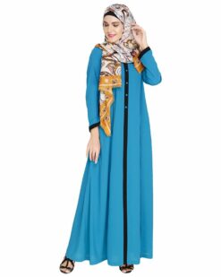 Teal Blue Panelled Abaya