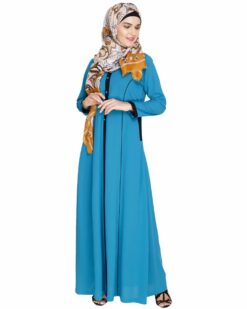 Alternative view of Teal Blue Panelled Abaya