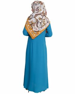 Teal Blue Panelled Abaya - Image 6