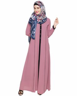 Alternative view of Onion Pink Panelled Abaya