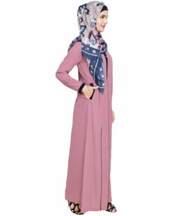 Onion Pink Panelled Abaya - Image 3