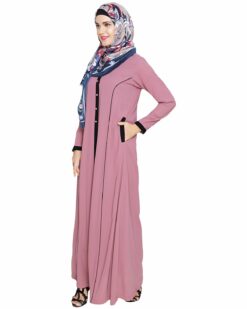 Onion Pink Panelled Abaya - Image 4