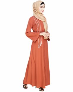 Alternative view of Elegant Brick Red Embroidered Abaya