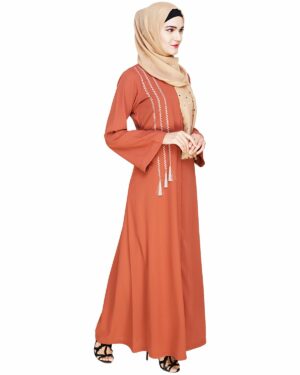 Alternative view of Elegant Brick Red Embroidered Abaya