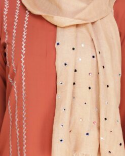 Elegant Brick Red Embroidered Abaya - Image 7