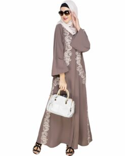 Astonishing Embroidered Brown Dubai Style Abaya - Image 5