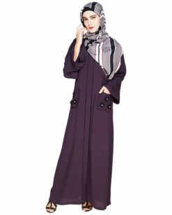Alternative view of Classic Dubai Style Purple Abaya