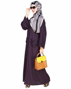 Classic Dubai Style Purple Abaya - Image 4