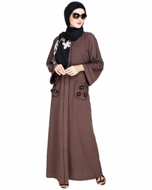 Alternative view of Classic Dubai Style Wood Brown Abaya