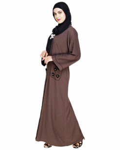Classic Dubai Style Wood Brown Abaya - Image 4
