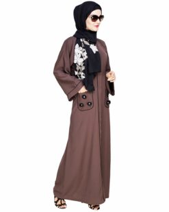 Classic Dubai Style Wood Brown Abaya - Image 5