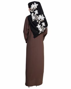 Classic Dubai Style Wood Brown Abaya - Image 6
