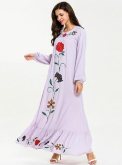 Flower Embroidery Abaya - Image 4